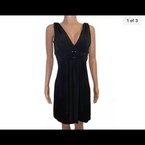 black o-ring v-neck a-line dress Mini Glam Party 4
